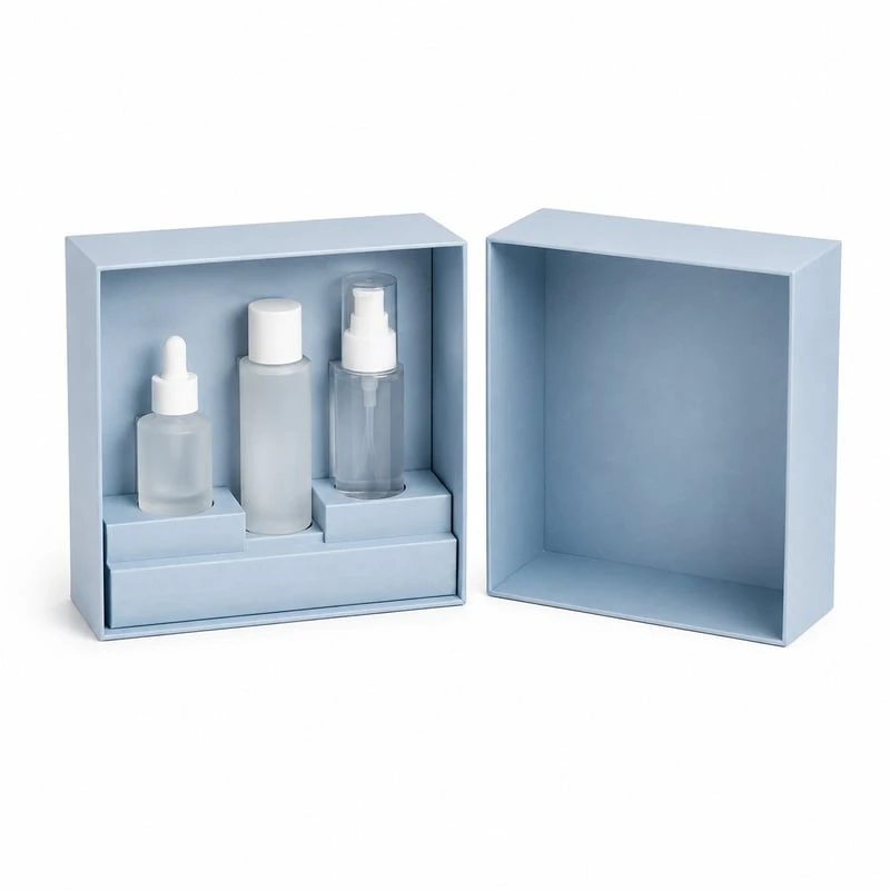 Deksel- en bodembox voor een huidverzorgingstrio
